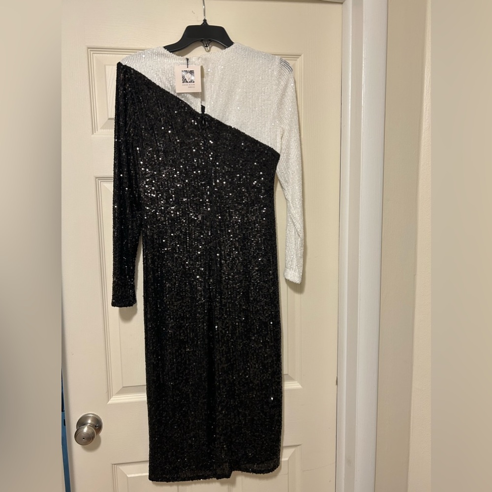 Anne Klein color blocked fitted midi dress